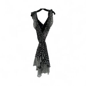 All Saints Monochrome Asymmetrical Midi Dress